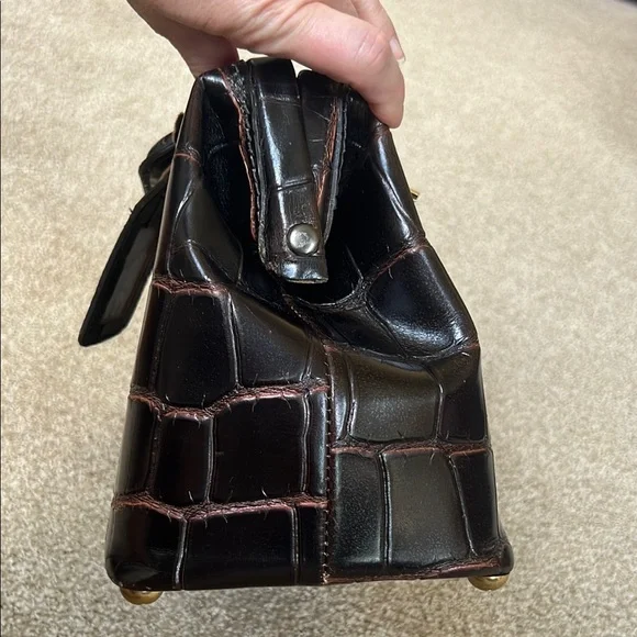 1990’s brown leather, crocodile embossed doctor’s bag - Picture 3 of 7
